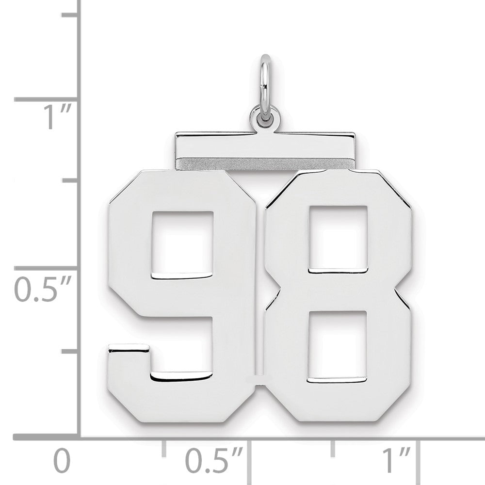 Sterling Silver/Rhodium-plated Polished Number 98 Charm