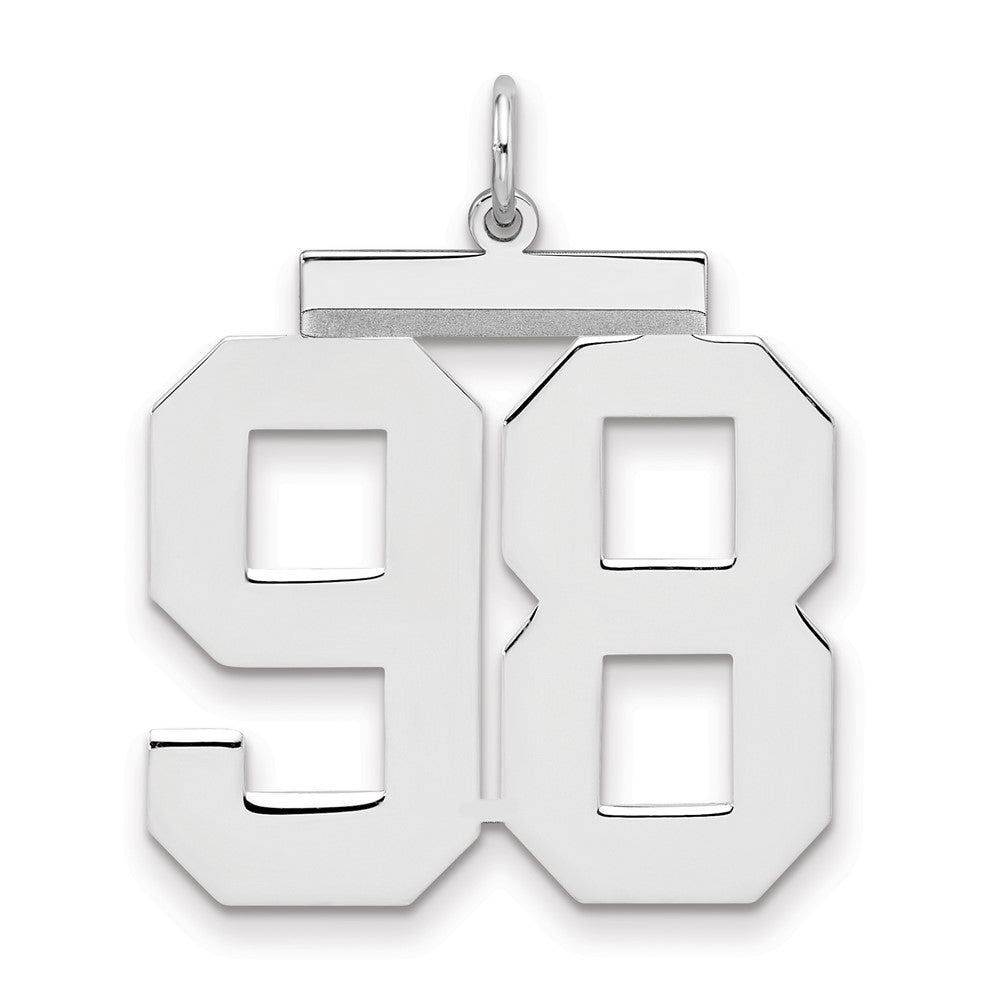 Sterling Silver/Rhodium-plated Polished Number 98 Charm
