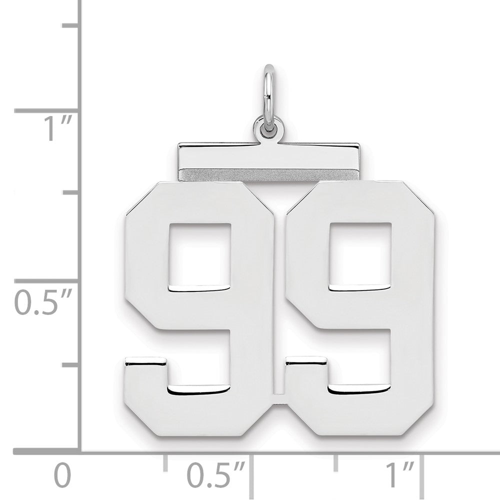 Sterling Silver/Rhodium-plated Polished Number 99 Charm
