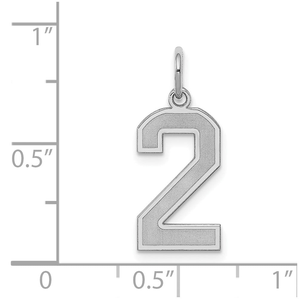 Sterling Silver/Rhodium-plated Satin Number 2 Charm