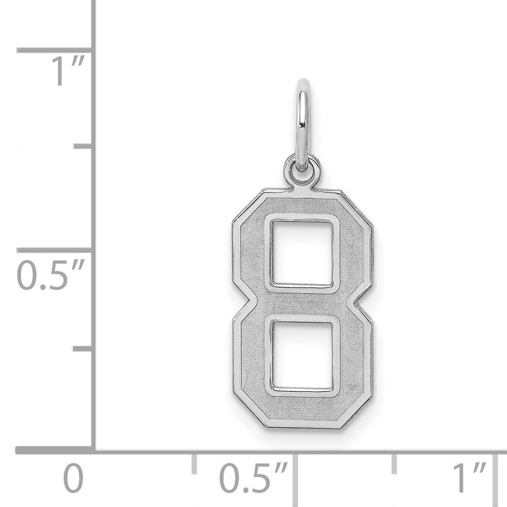 Sterling Silver/Rhodium-plated Satin Number 8 Charm