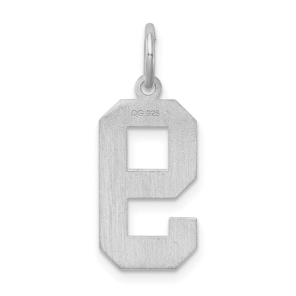 Sterling Silver/Rhodium-plated Satin Number 9 Charm