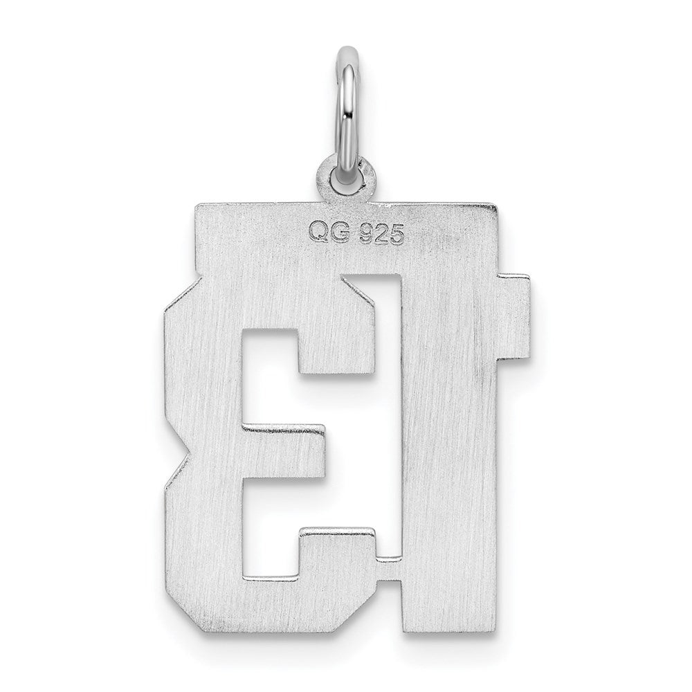 Sterling Silver/Rhodium-plated Satin Number 13 Charm