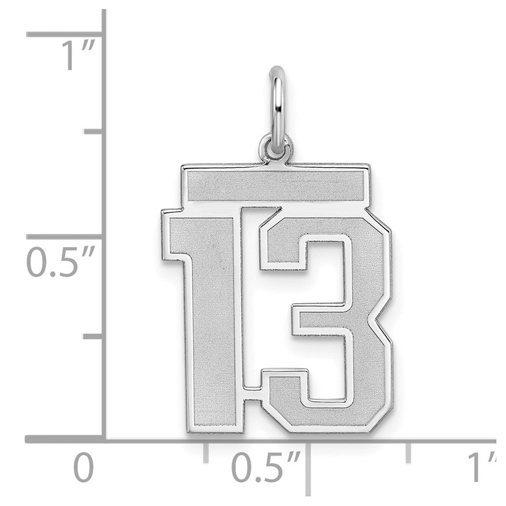 Sterling Silver/Rhodium-plated Satin Number 13 Charm