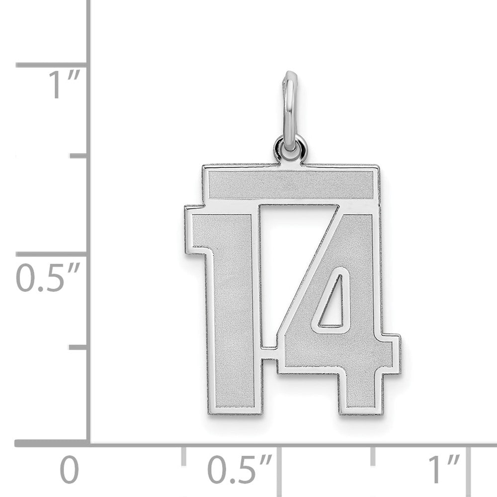 Sterling Silver/Rhodium-plated Satin Number 14 Charm