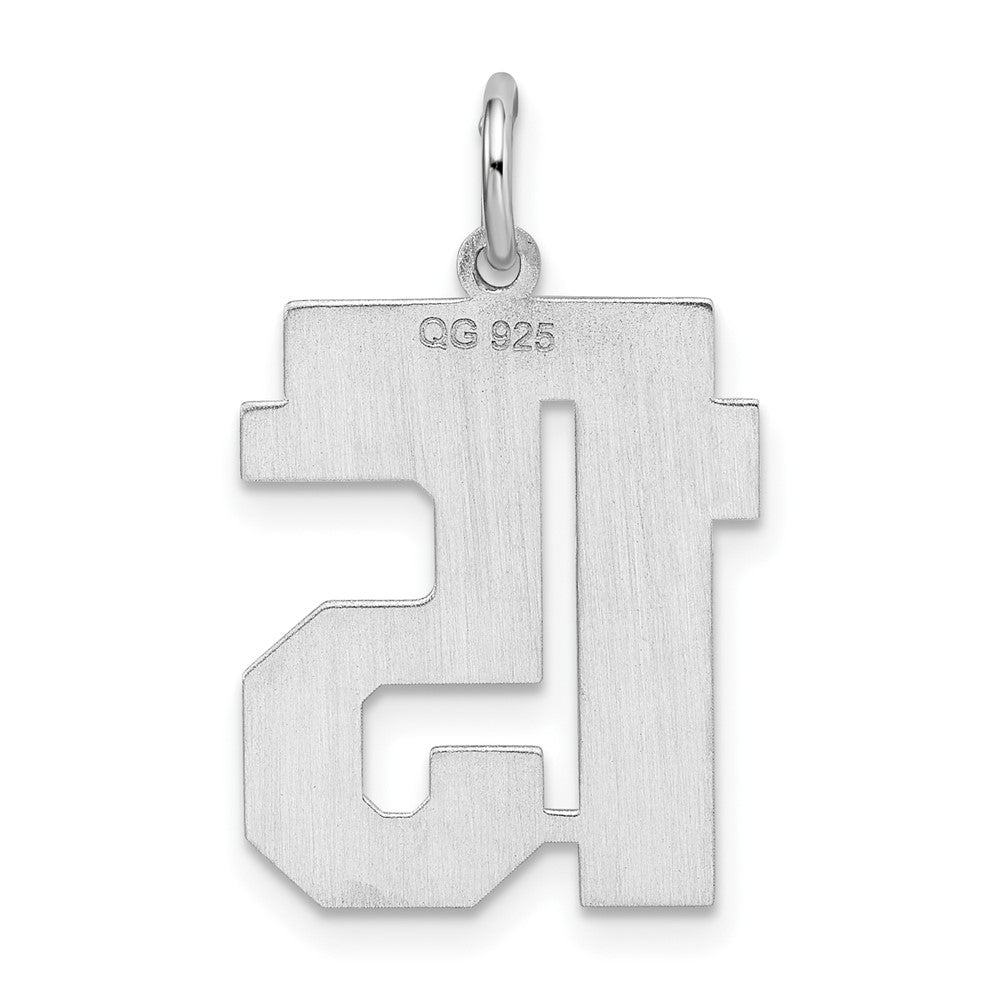 Sterling Silver/Rhodium-plated Satin Number 15 Charm