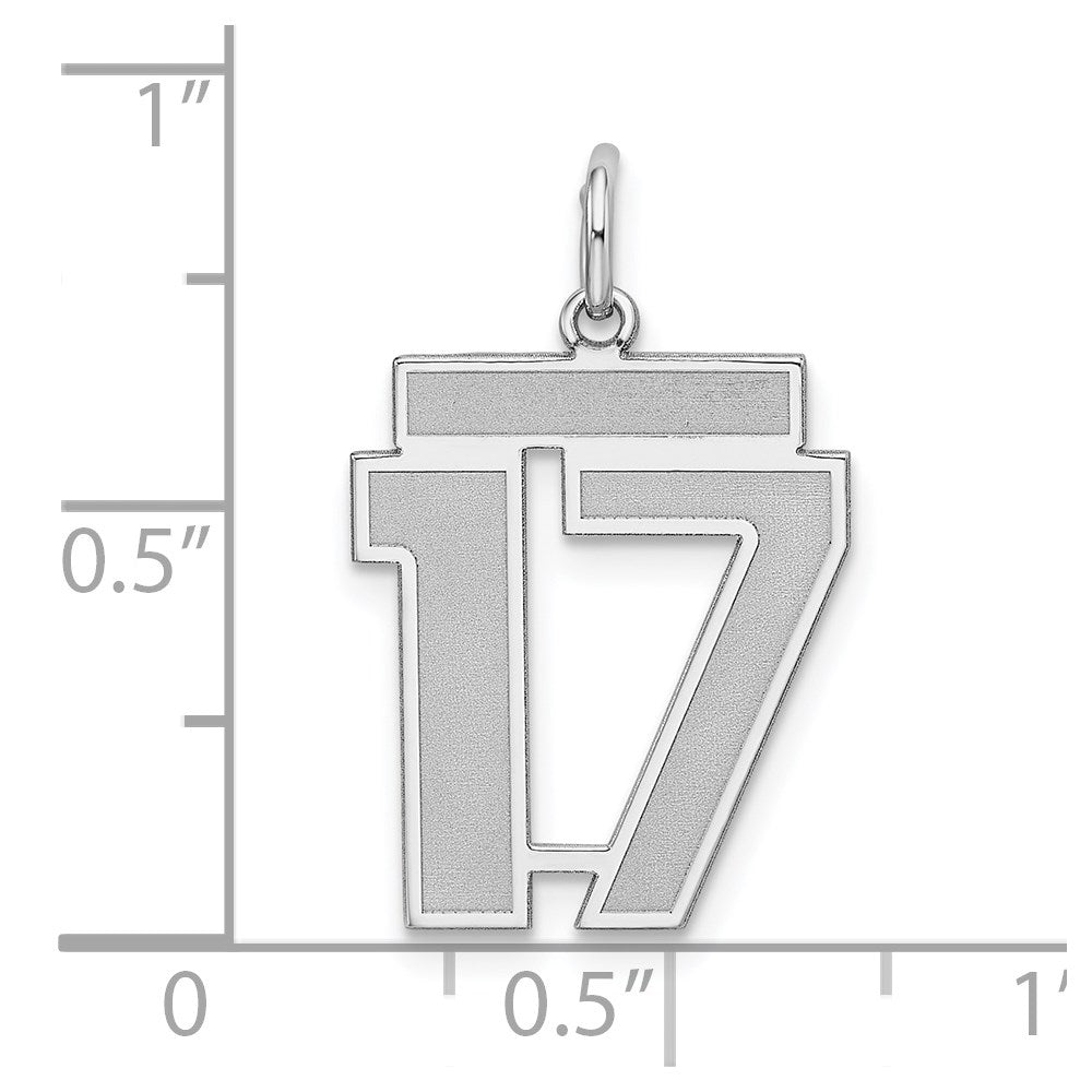 Sterling Silver/Rhodium-plated Satin Number 17 Charm