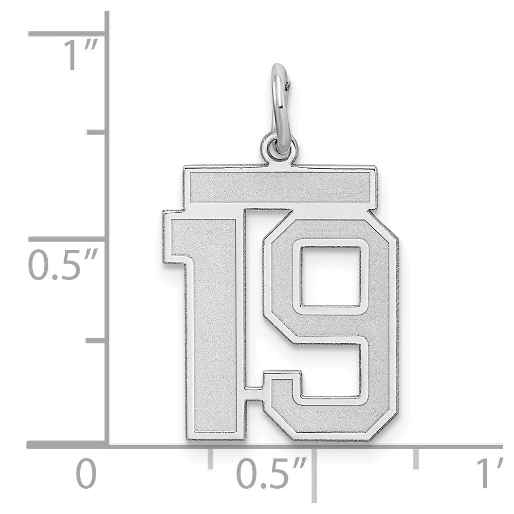 Sterling Silver/Rhodium-plated Satin Number 19 Charm