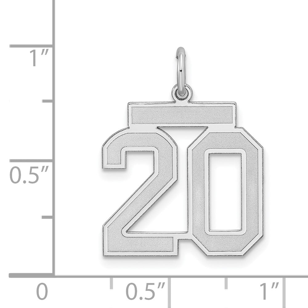 Sterling Silver/Rhodium-plated Satin Number 20 Charm