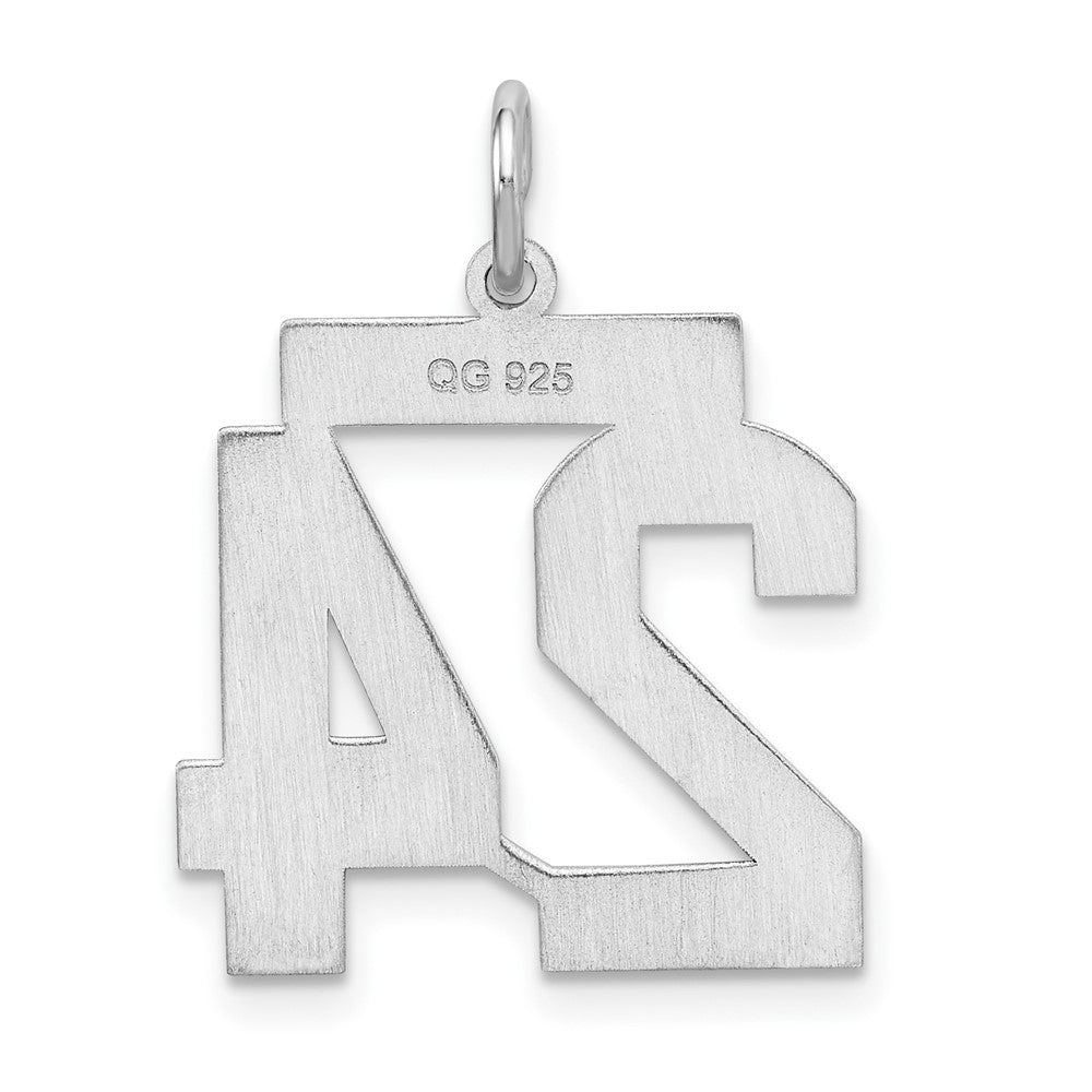 Sterling Silver/Rhodium-plated Satin Number 24 Charm