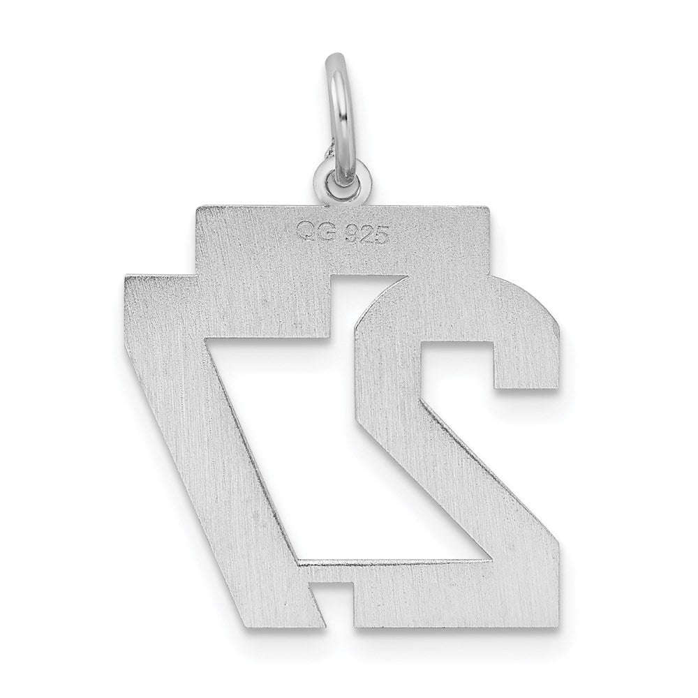 Sterling Silver/Rhodium-plated Satin Number 27 Charm