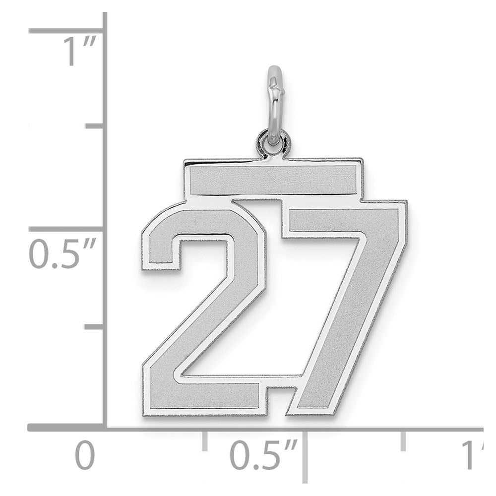 Sterling Silver/Rhodium-plated Satin Number 27 Charm