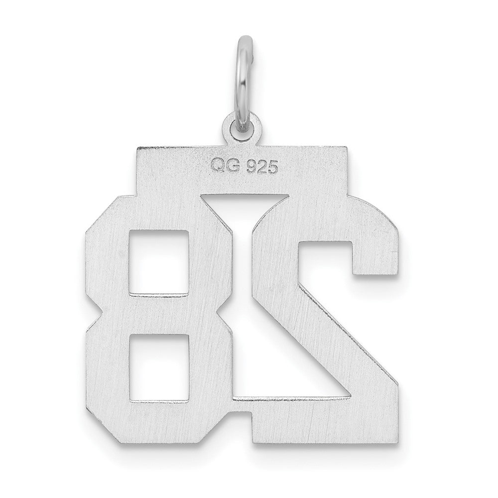 Sterling Silver/Rhodium-plated Satin Number 28 Charm