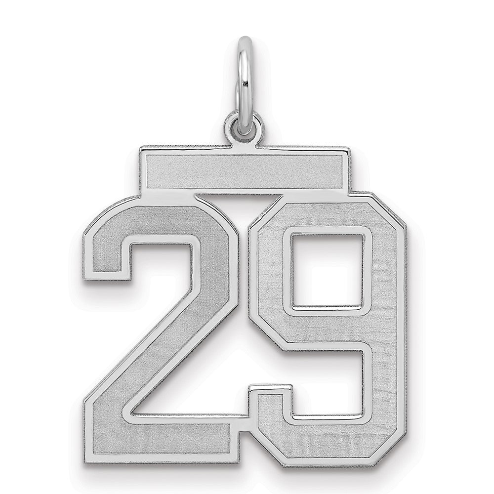 Sterling Silver/Rhodium-plated Satin Number 29 Charm