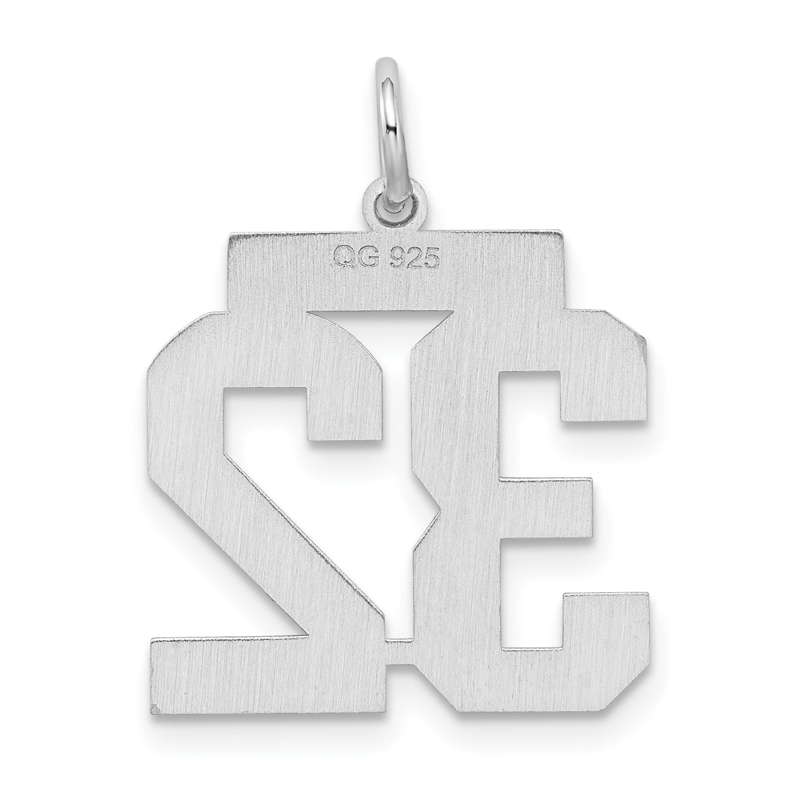Sterling Silver/Rhodium-plated Satin Number 32 Charm