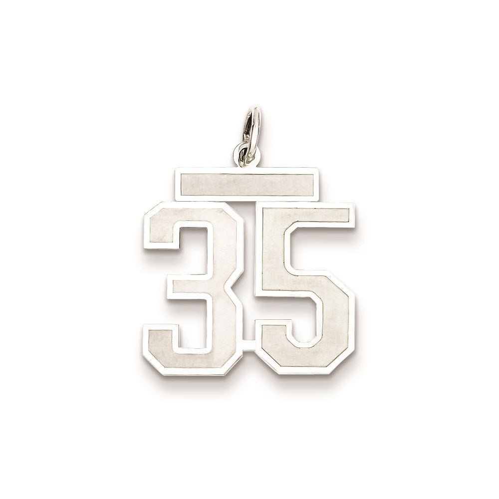 Sterling Silver/Rhodium-plated Satin Number 35 Charm