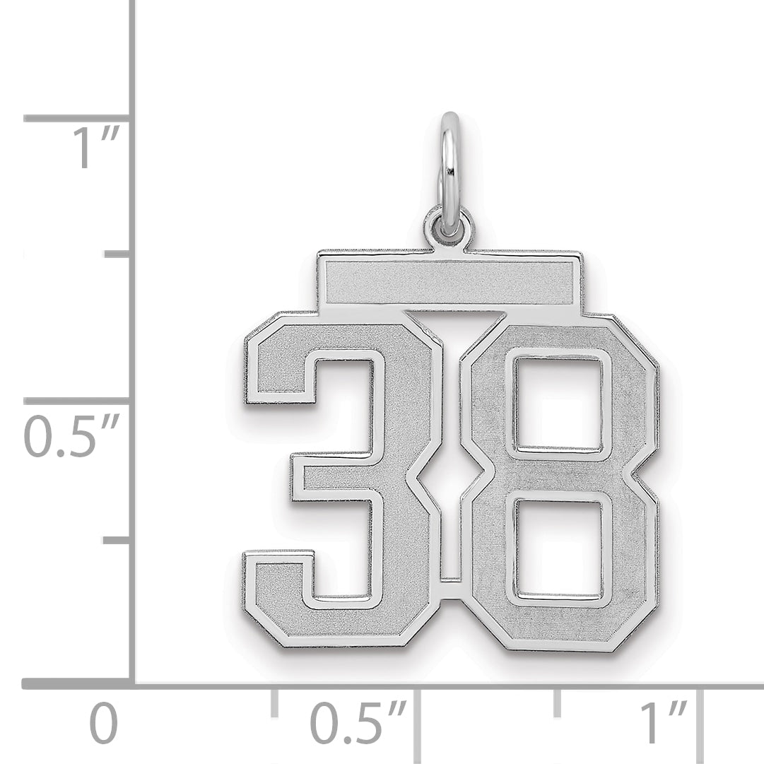 Sterling Silver/Rhodium-plated Satin Number 38 Charm