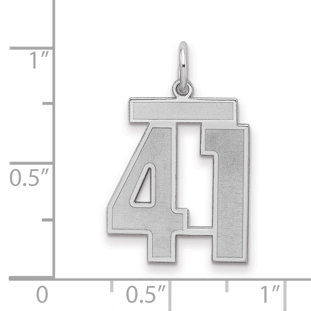 Sterling Silver/Rhodium-plated Satin Number 41 Charm