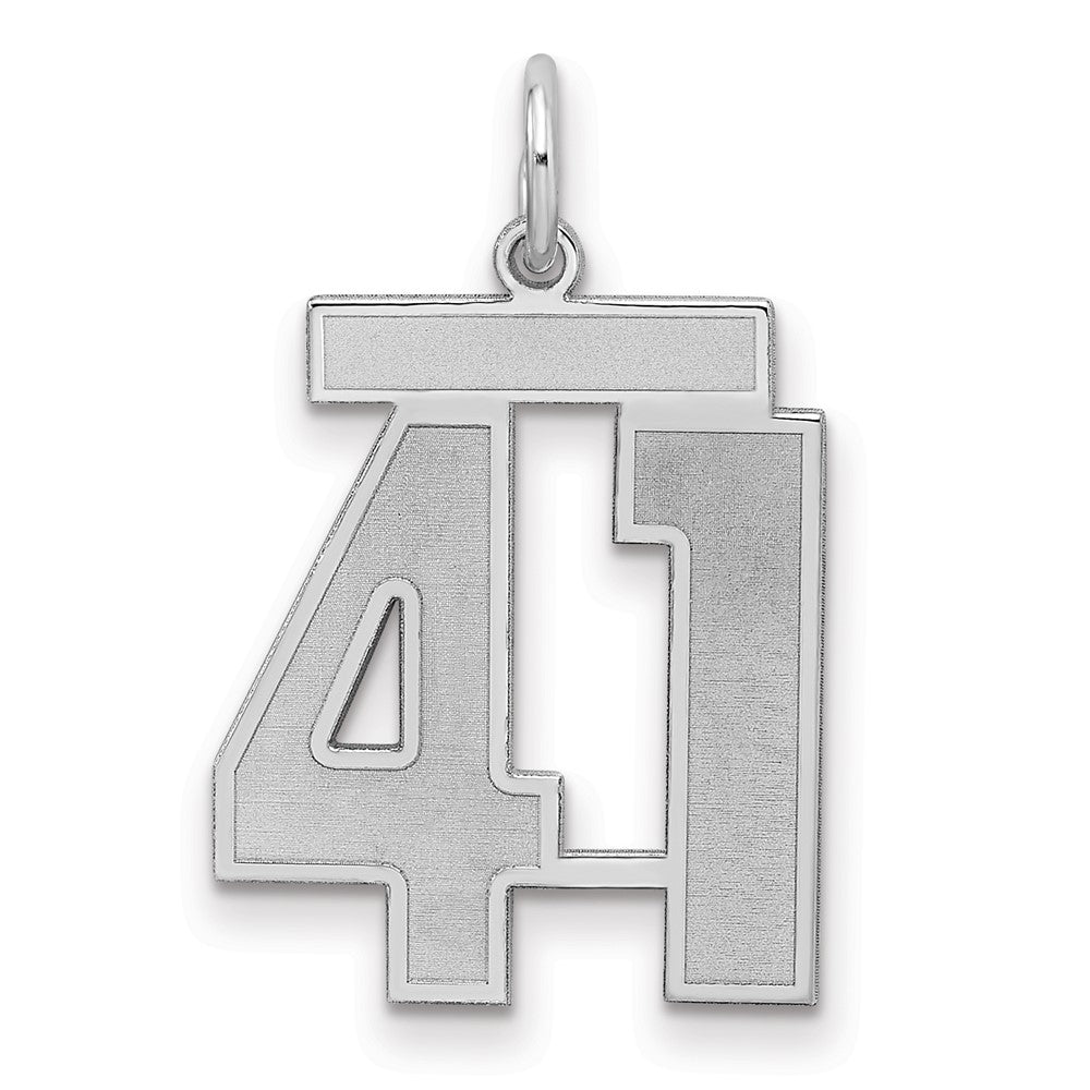 Sterling Silver/Rhodium-plated Satin Number 41 Charm