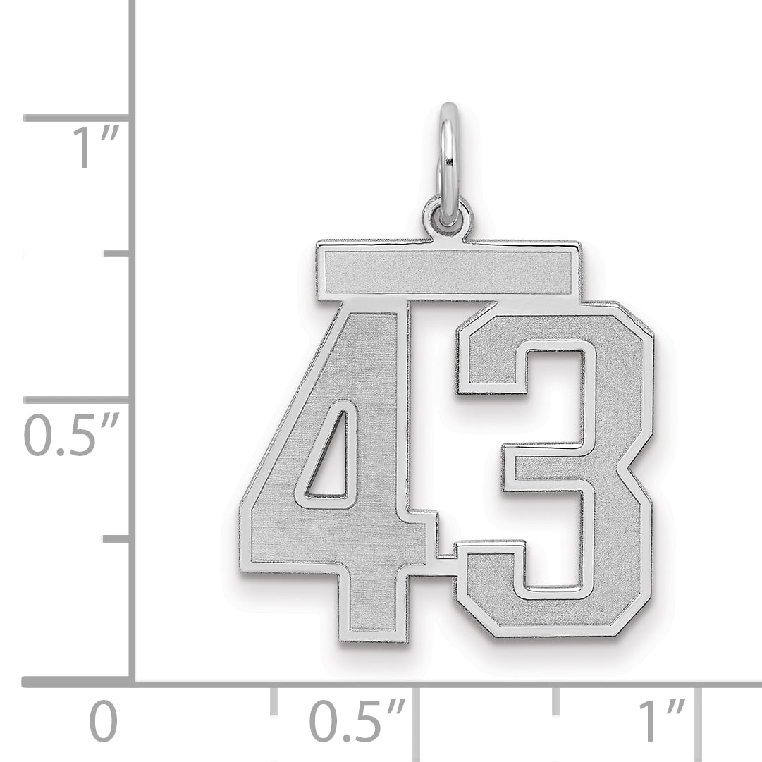 Sterling Silver/Rhodium-plated Satin Number 43 Charm