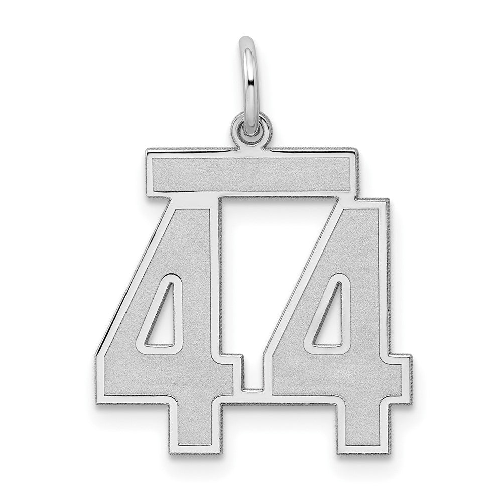Sterling Silver/Rhodium-plated Satin Number 44 Charm