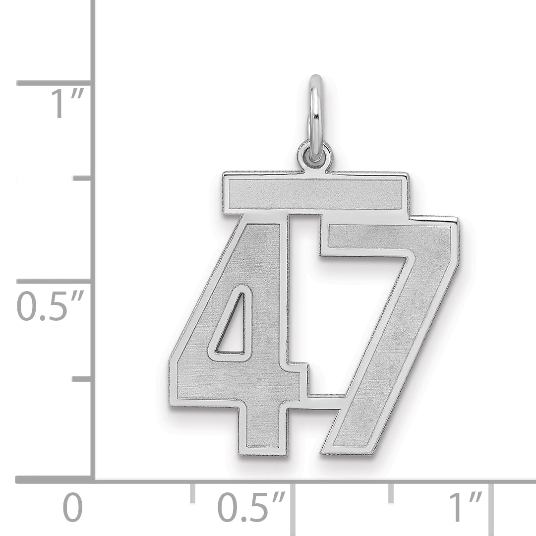Sterling Silver/Rhodium-plated Satin Number 47 Charm