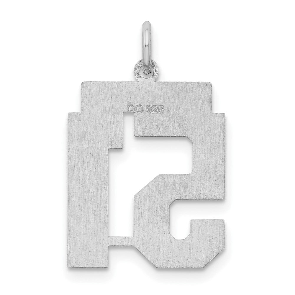 Sterling Silver/Rhodium-plated Satin Number 51 Charm
