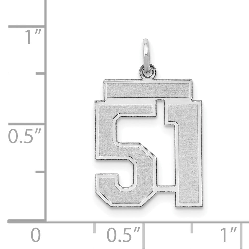 Sterling Silver/Rhodium-plated Satin Number 51 Charm