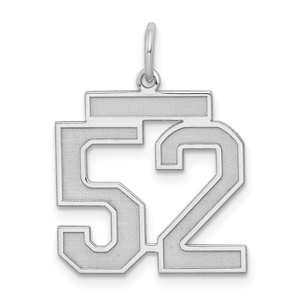 Sterling Silver/Rhodium-plated Satin Number 52 Charm