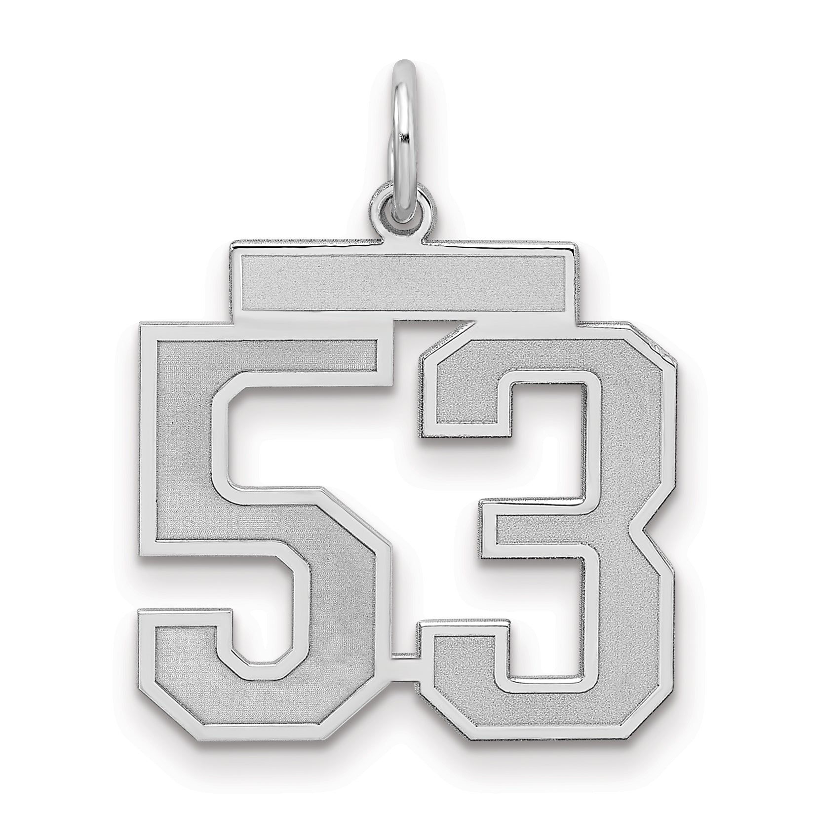 Sterling Silver/Rhodium-plated Satin Number 53 Charm