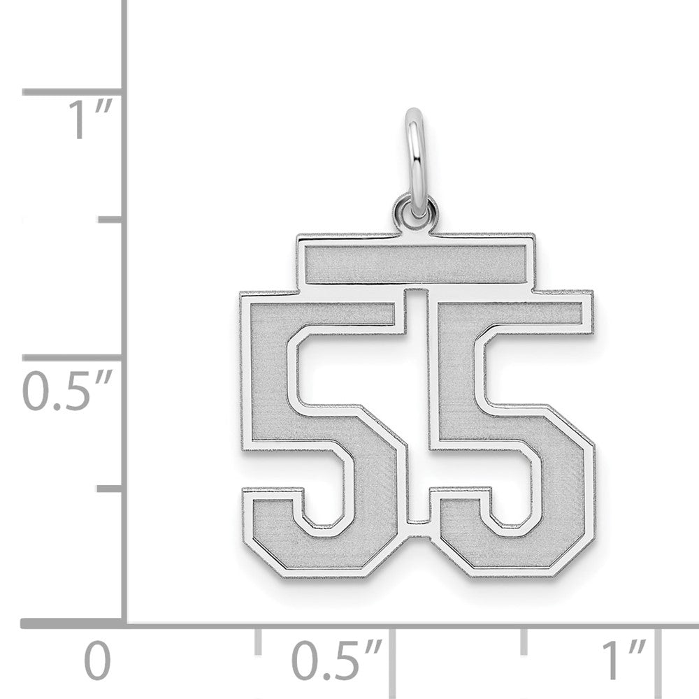 Sterling Silver/Rhodium-plated Satin Number 55 Charm