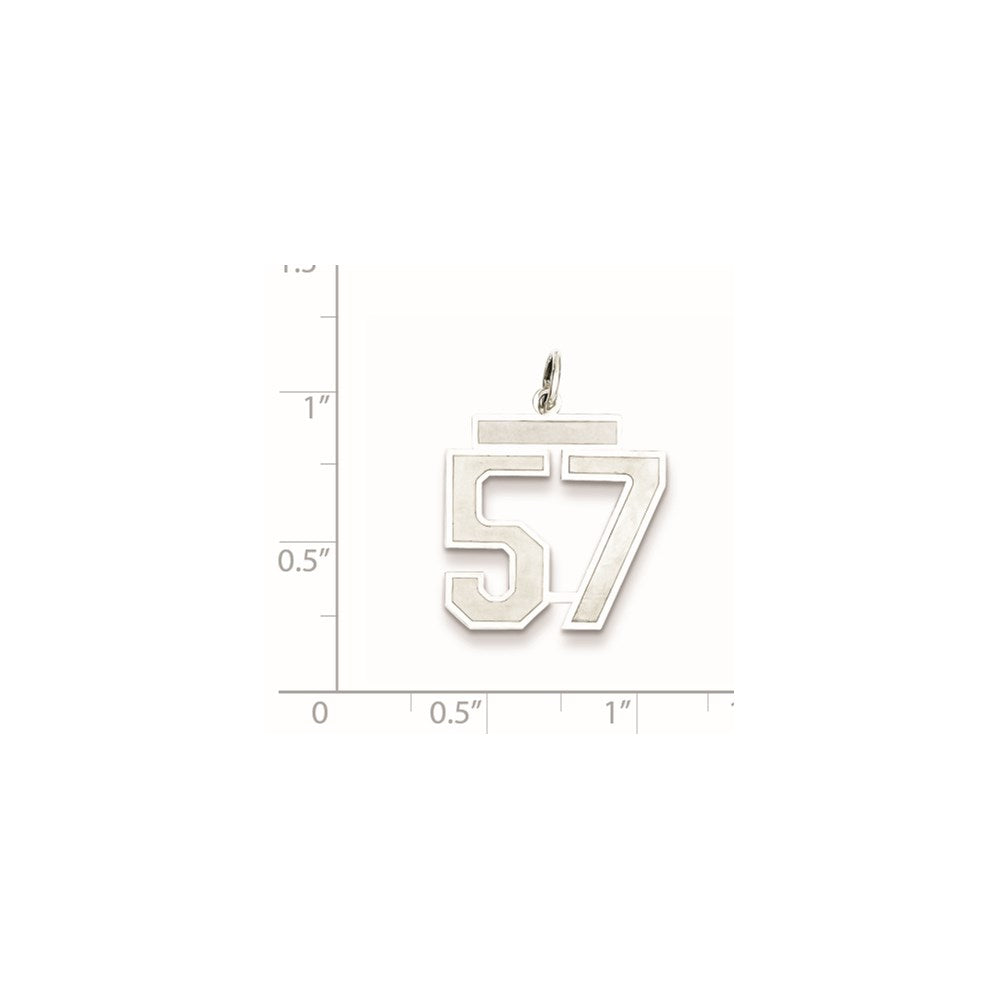Sterling Silver/Rhodium-plated Satin Number 57 Charm