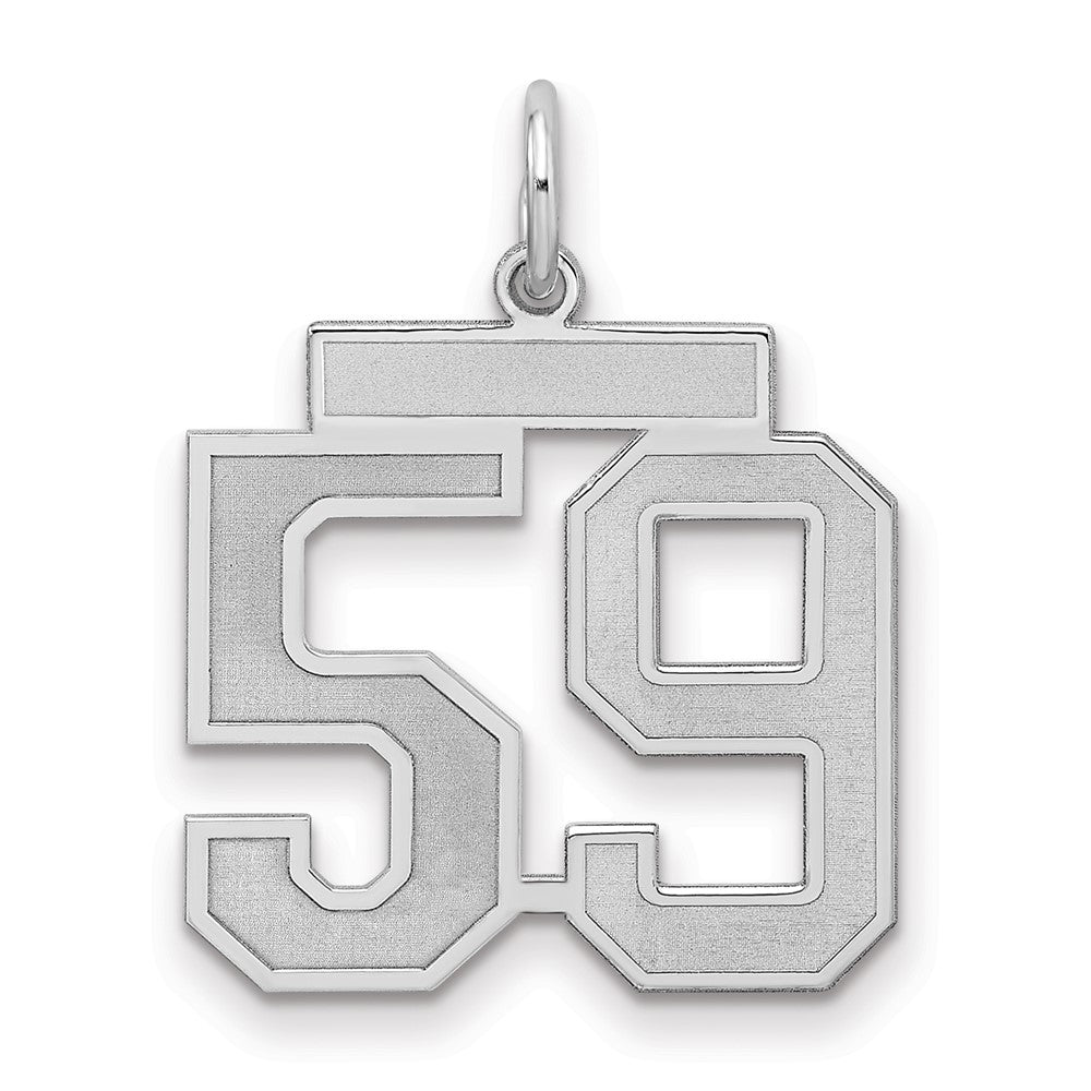 Sterling Silver/Rhodium-plated Satin Number 59 Charm