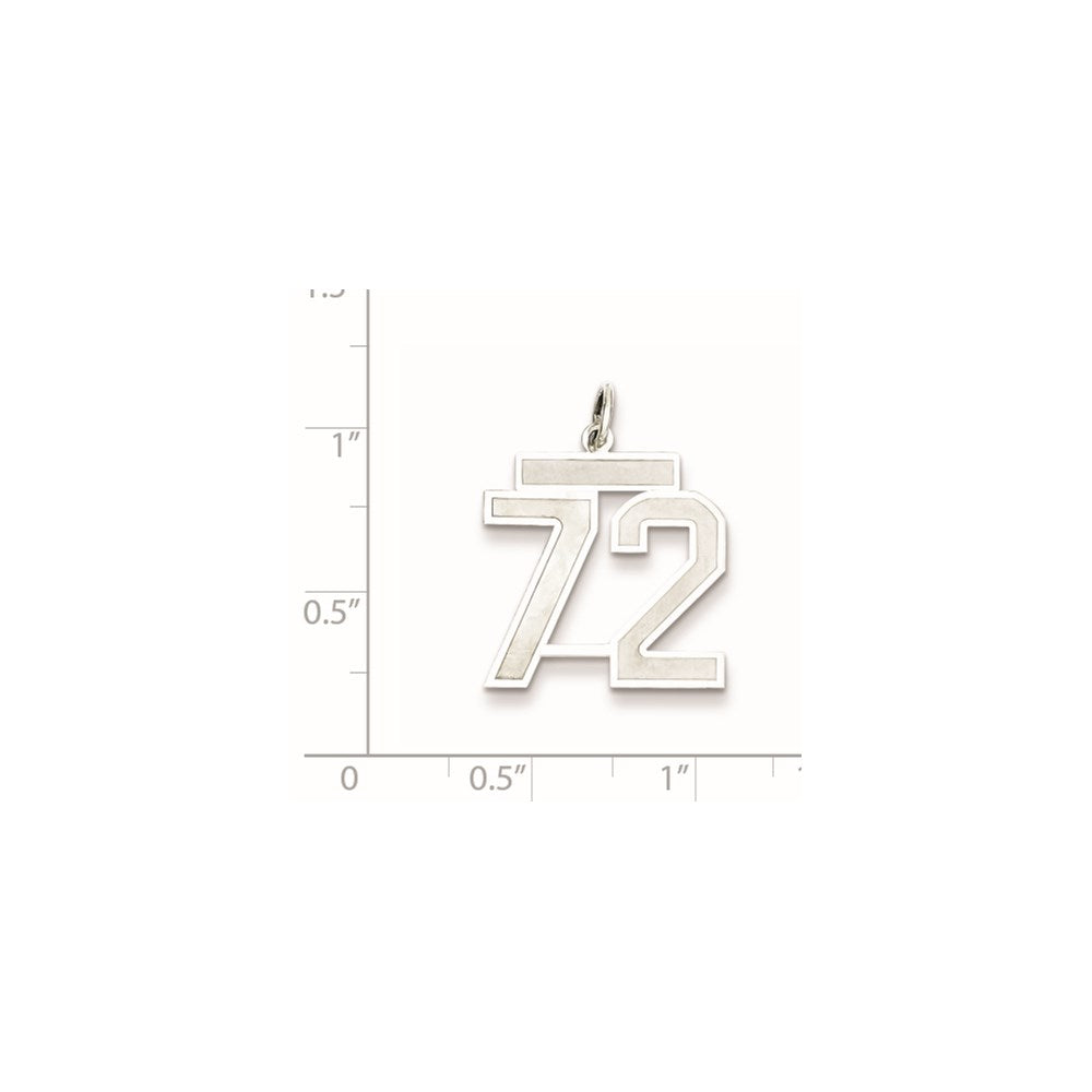 Sterling Silver/Rhodium-plated Satin Number 72 Charm