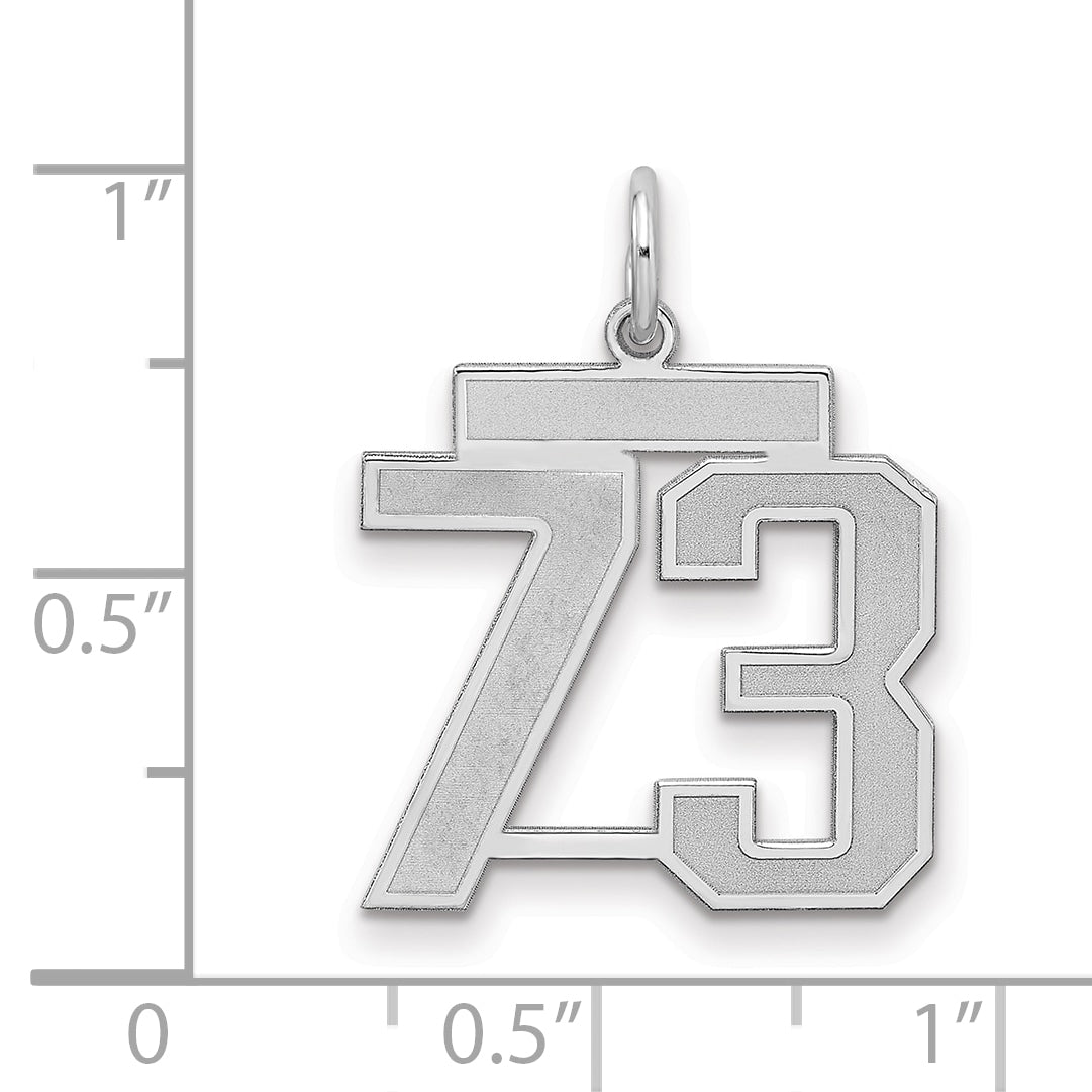 Sterling Silver/Rhodium-plated Satin Number 73 Charm