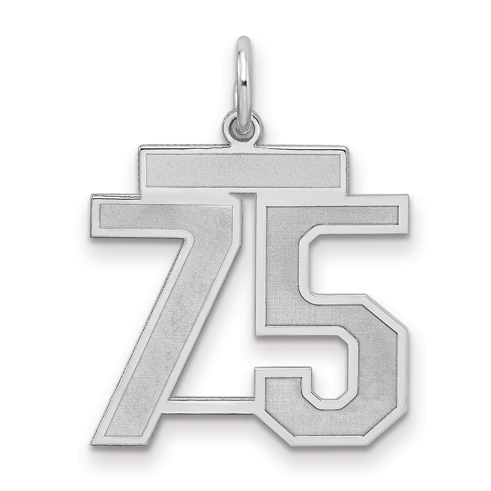 Sterling Silver/Rhodium-plated Satin Number 75 Charm