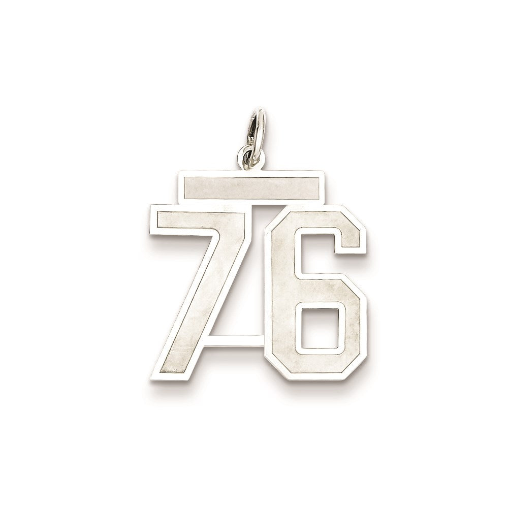 Sterling Silver/Rhodium-plated Satin Number 76 Charm