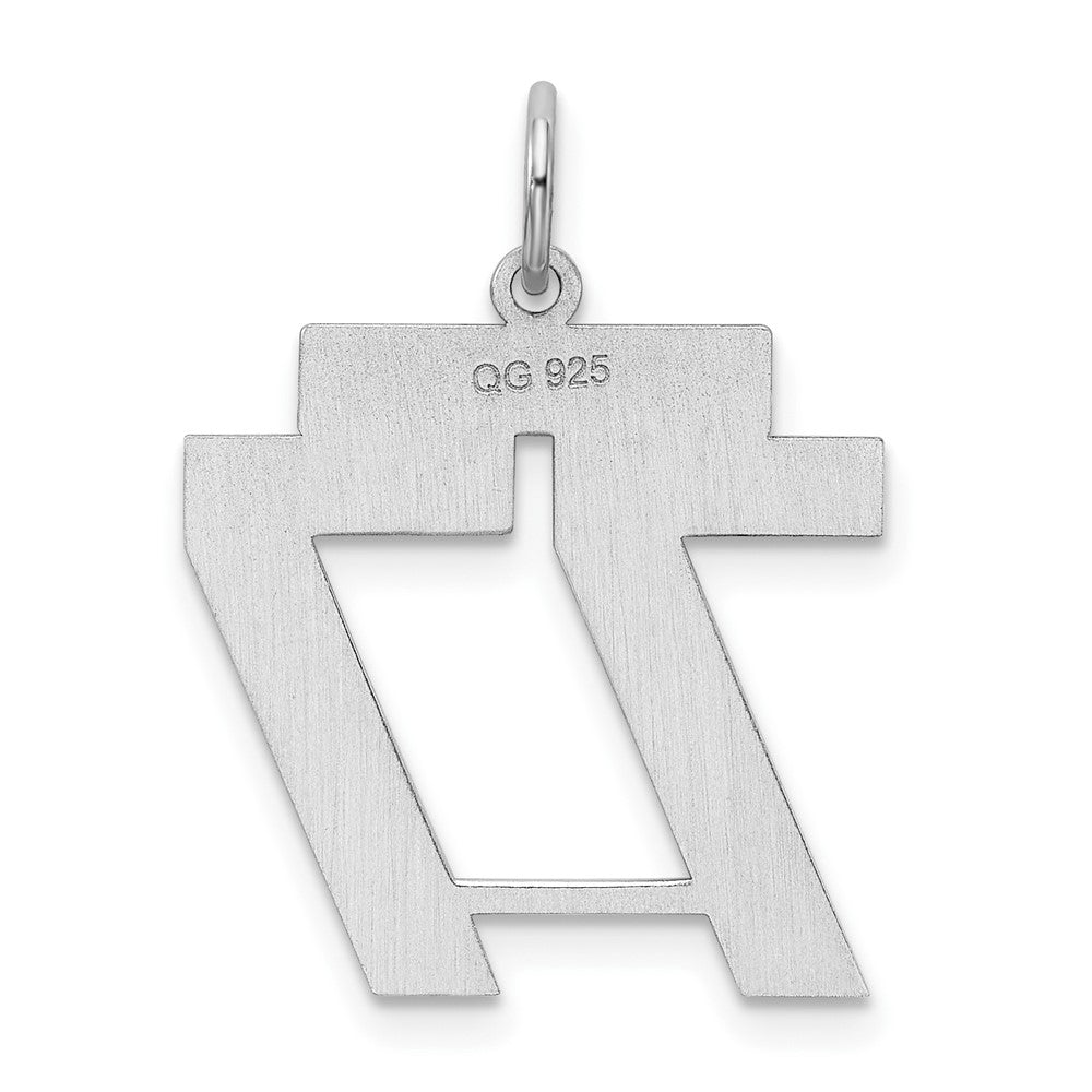 Sterling Silver/Rhodium-plated Satin Number 77 Charm