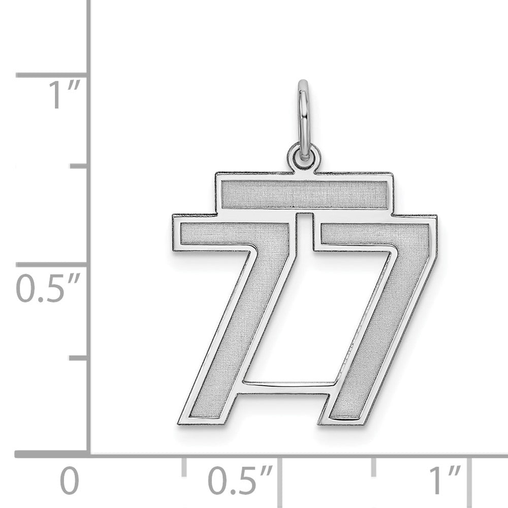 Sterling Silver/Rhodium-plated Satin Number 77 Charm