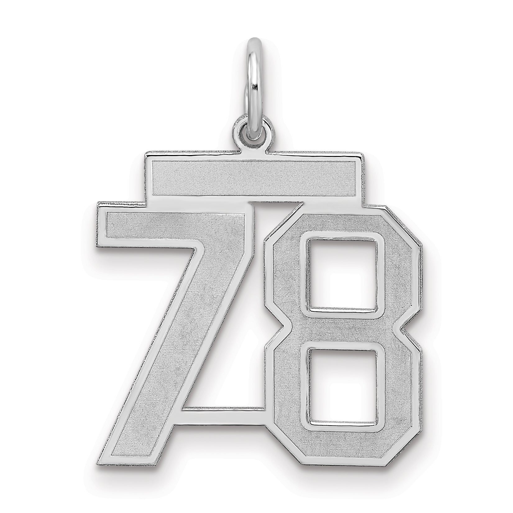 Sterling Silver/Rhodium-plated Satin Number 78 Charm