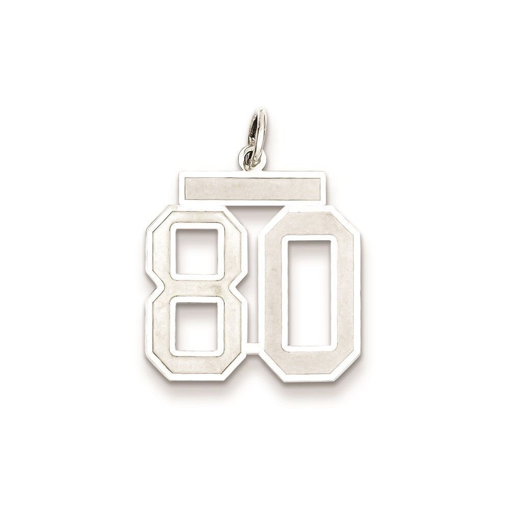 Sterling Silver/Rhodium-plated Satin Number 80 Charm