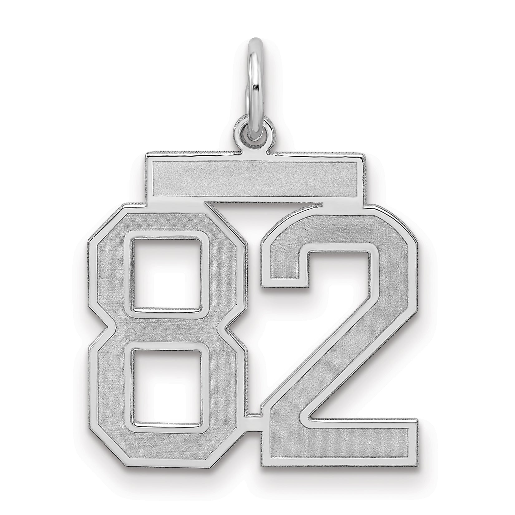 Sterling Silver/Rhodium-plated Satin Number 82 Charm