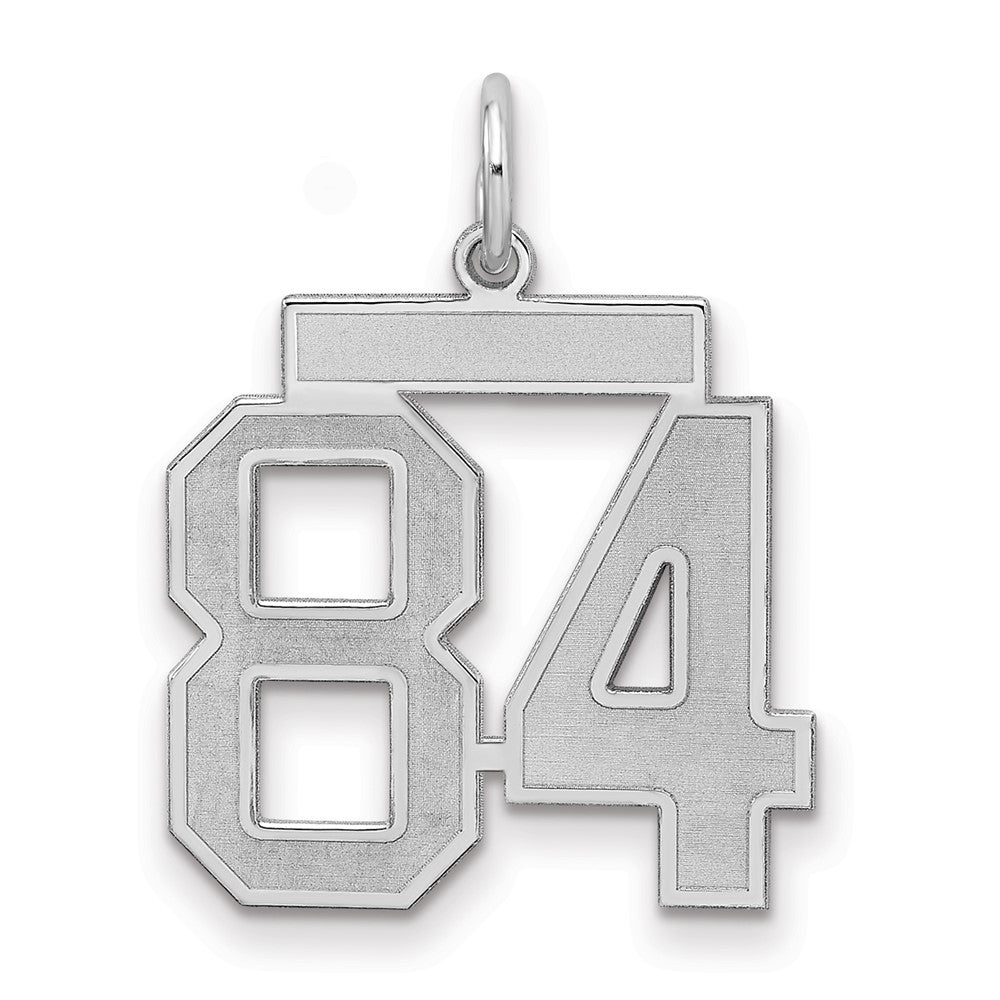 Sterling Silver/Rhodium-plated Satin Number 84 Charm