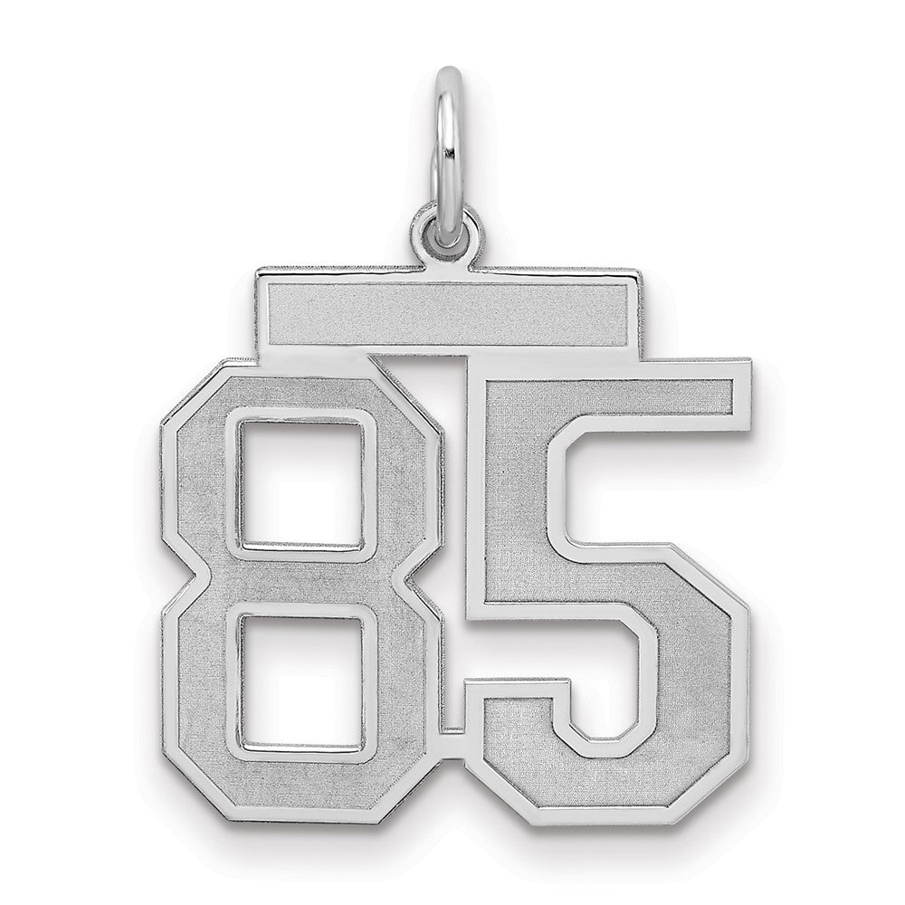 Sterling Silver/Rhodium-plated Satin Number 85 Charm