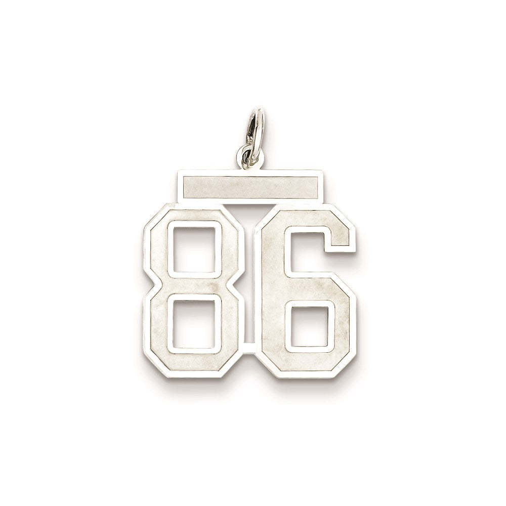 Sterling Silver/Rhodium-plated Satin Number 86 Charm