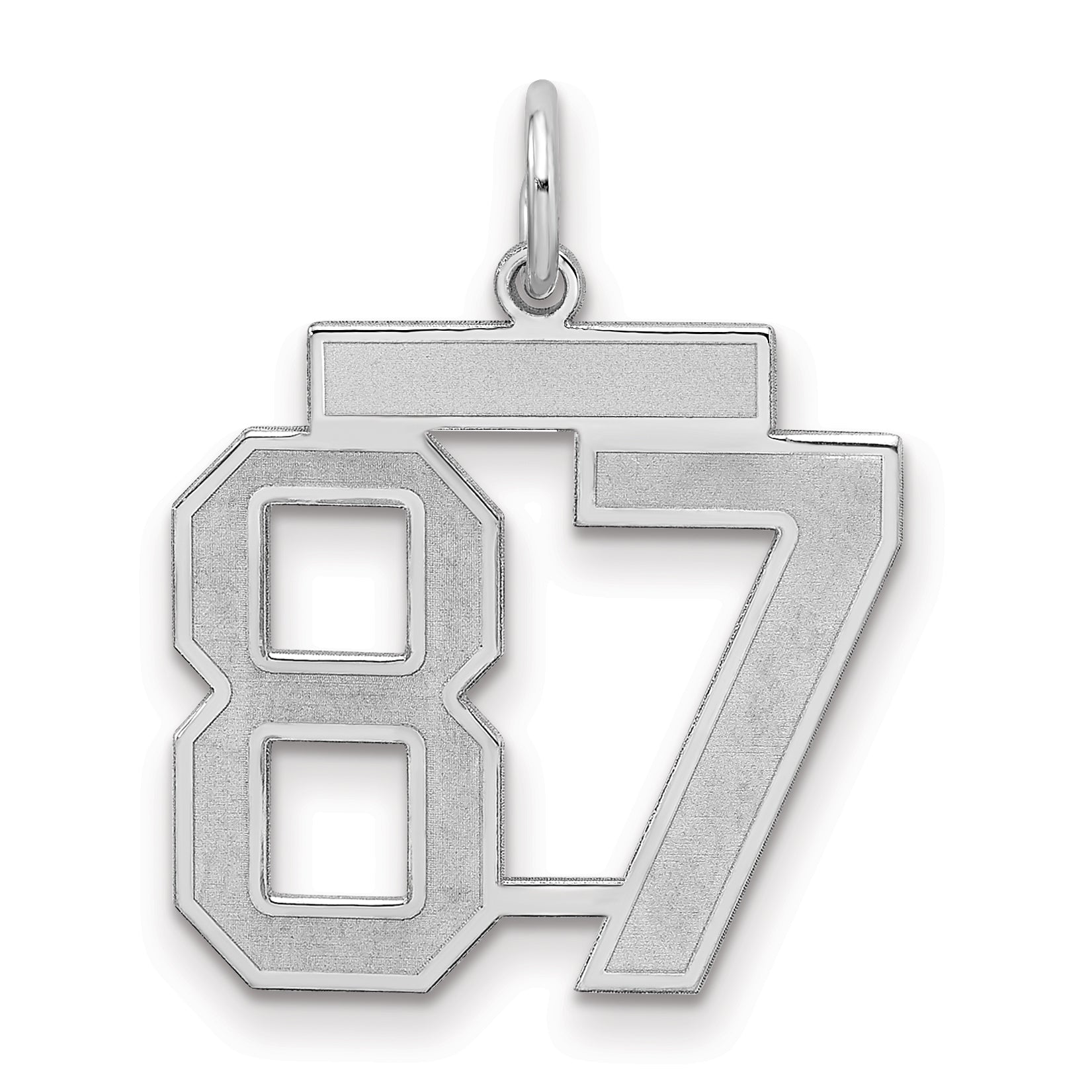 Sterling Silver/Rhodium-plated Satin Number 87 Charm