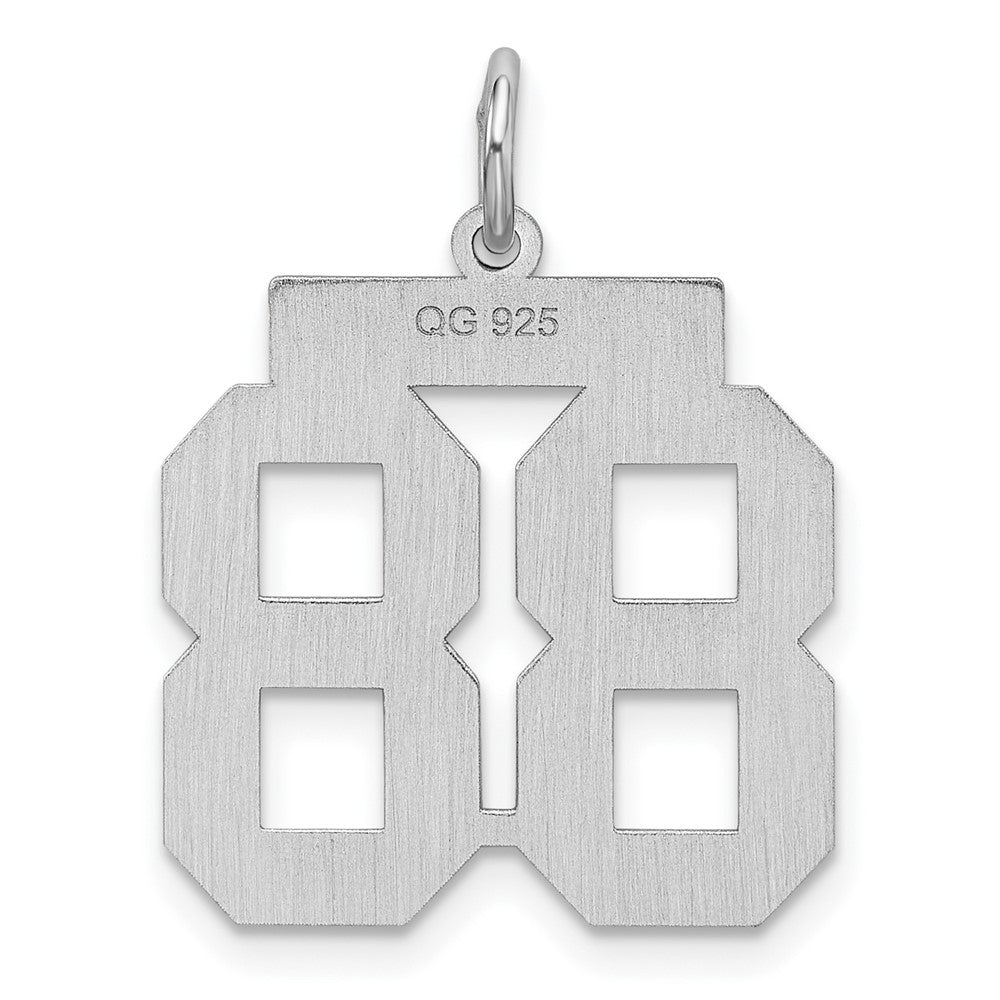 Sterling Silver/Rhodium-plated Satin Number 88 Charm