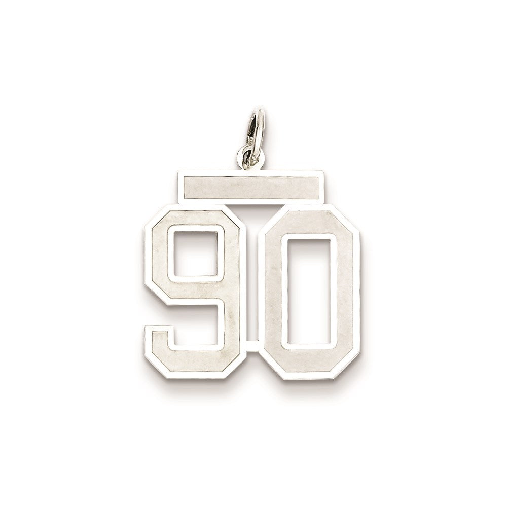 Sterling Silver/Rhodium-plated Satin Number 90 Charm
