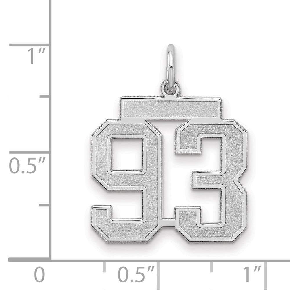 Sterling Silver/Rhodium-plated Satin Number 93 Charm