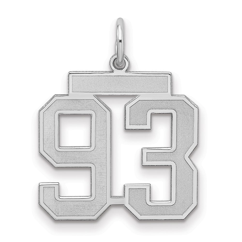 Sterling Silver/Rhodium-plated Satin Number 93 Charm